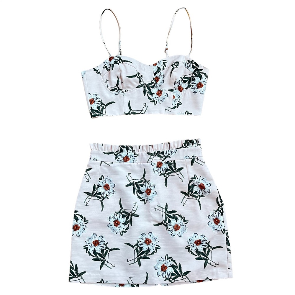 TOPSHOP Floral Matching Skirt & Top Set